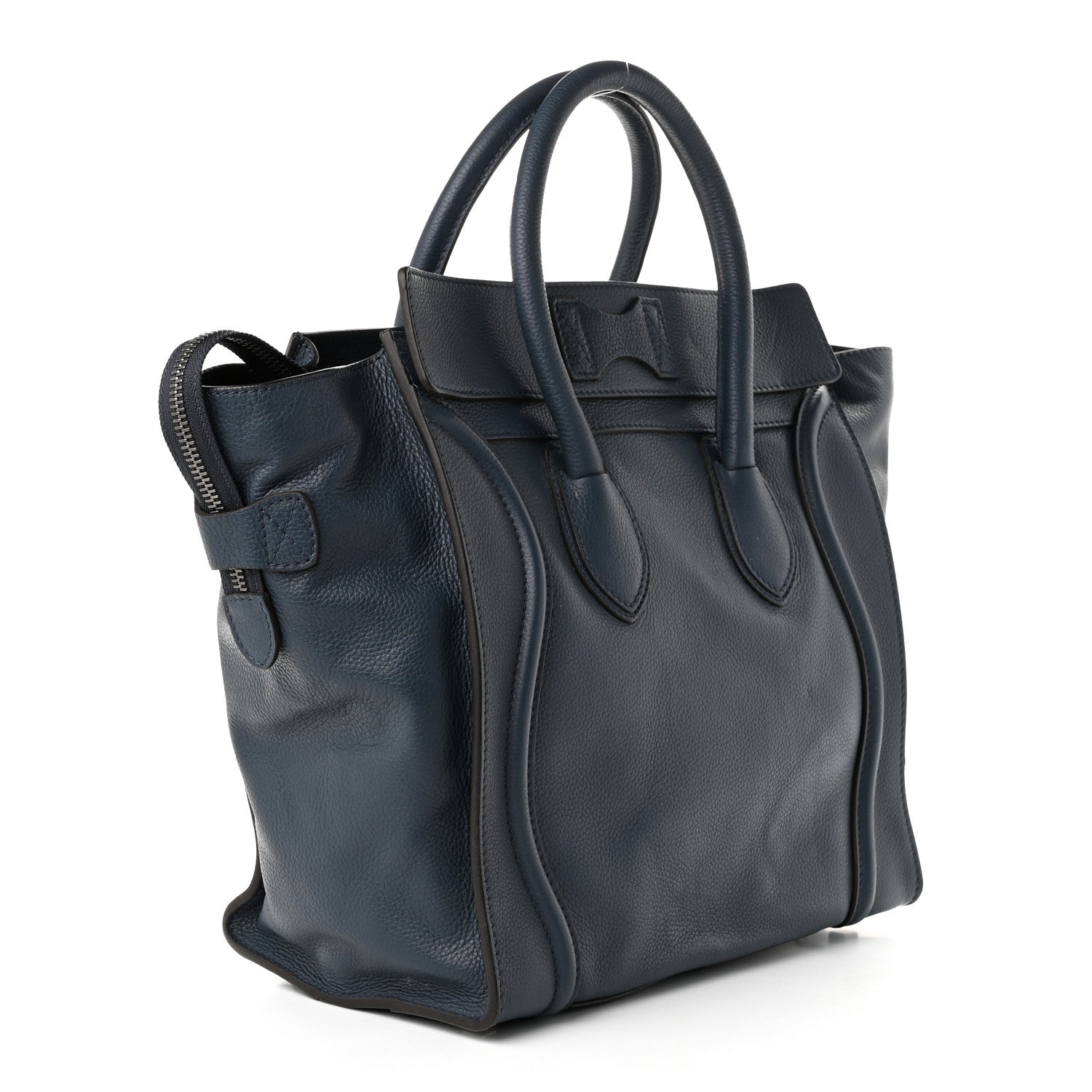 Celine Drummed Calfskin Mini Luggage Blue 2 of 9
