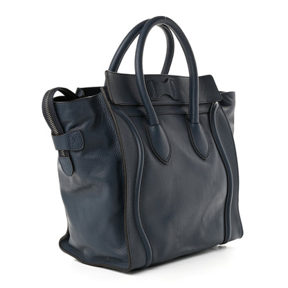 Celine Drummed Calfskin Mini Luggage Blue 2 of 9