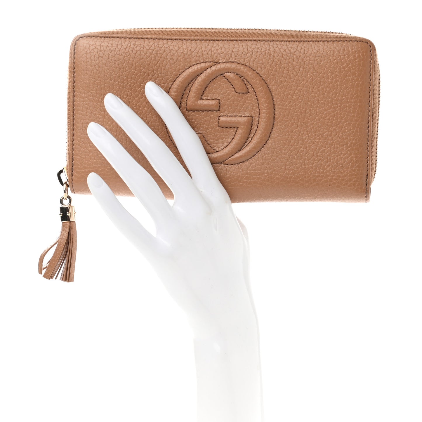Pebbled Calfskin Soho Zip Around Wallet Camelia