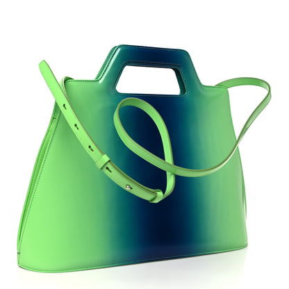 Salvatore Ferragamo Smooth Airbrushed Calfskin Medium Wanda Top Handle Green Blue 3 of 9