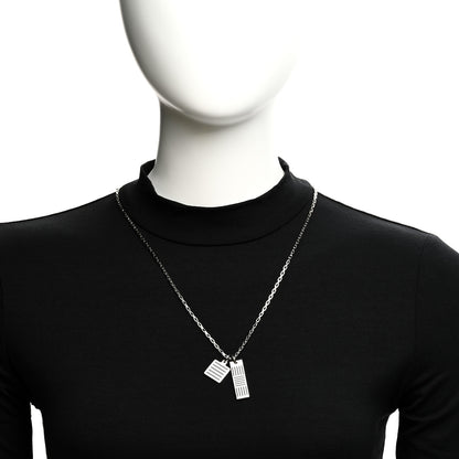 Louis Vuitton Collier Damier Colors Pendant Necklace Silver Black 2 of 4