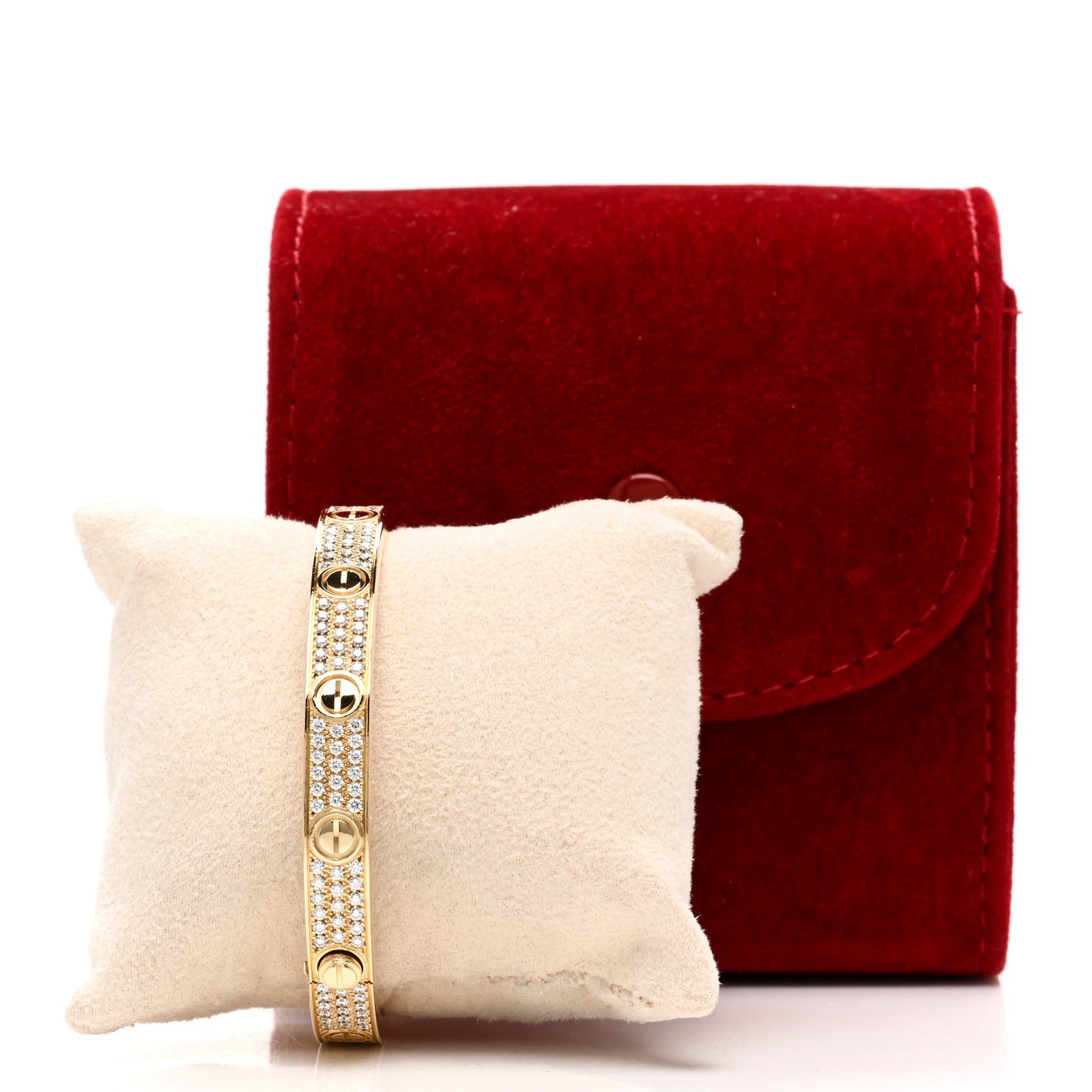 18K Yellow Gold Diamond LOVE Paved Bracelet 16