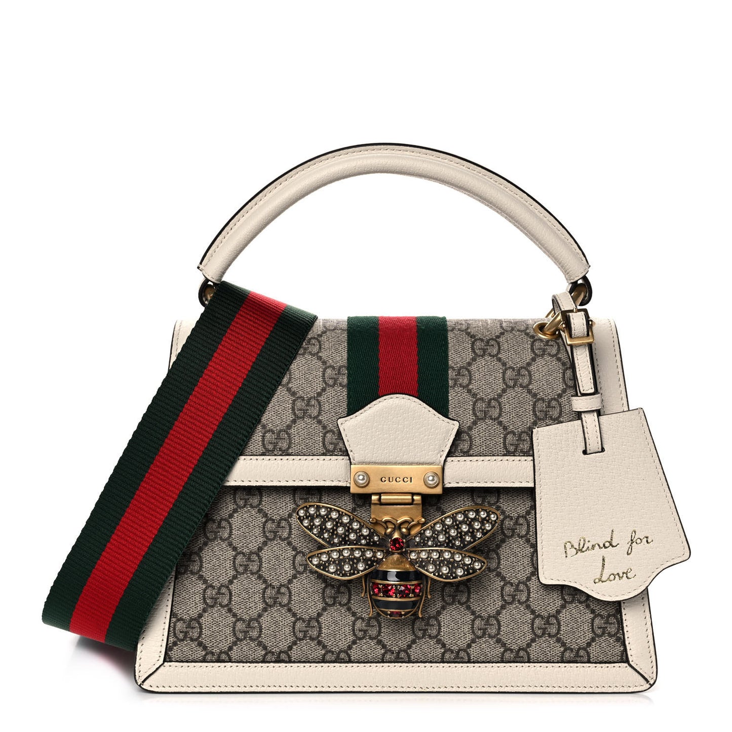 GG Supreme Monogram Small Queen Margaret Top Handle Bag White