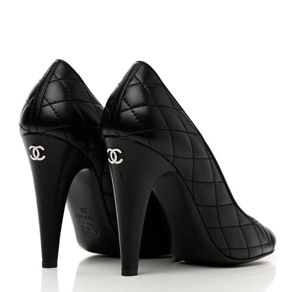 Chanel Lambskin Quilted Cap Toe Pumps 39 Black 4 of 11
