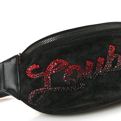 Christian Louboutin Suede Crystal Marie Jane Belt Bag Black Red 8 of 9