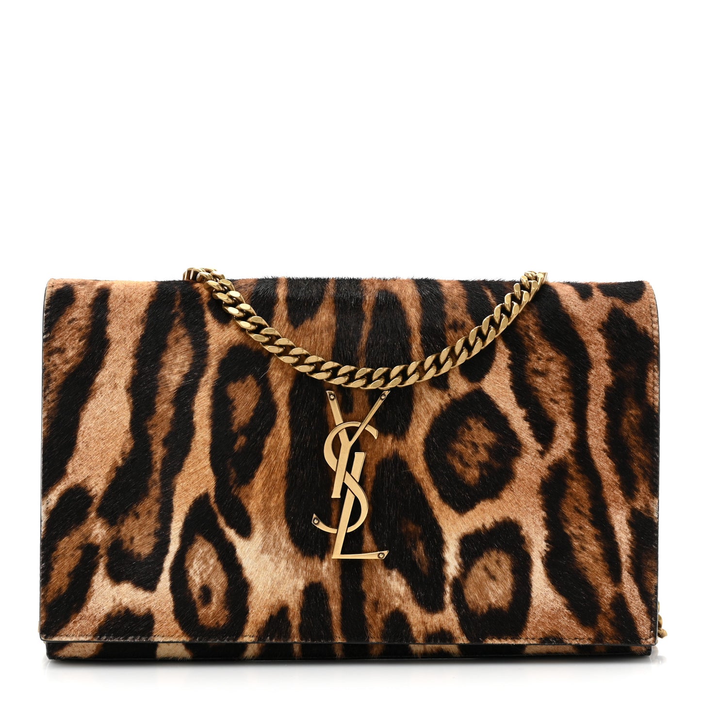 Calf Hair Monogram Chain Wallet Leopard
