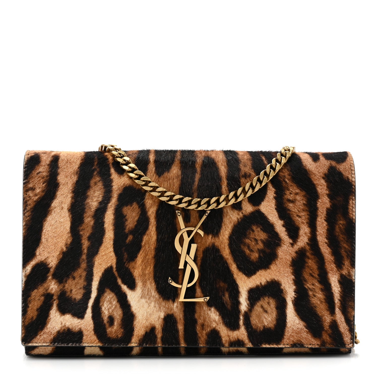 Saint Laurent Calf Hair Monogram Chain Wallet Leopard 1 of 16