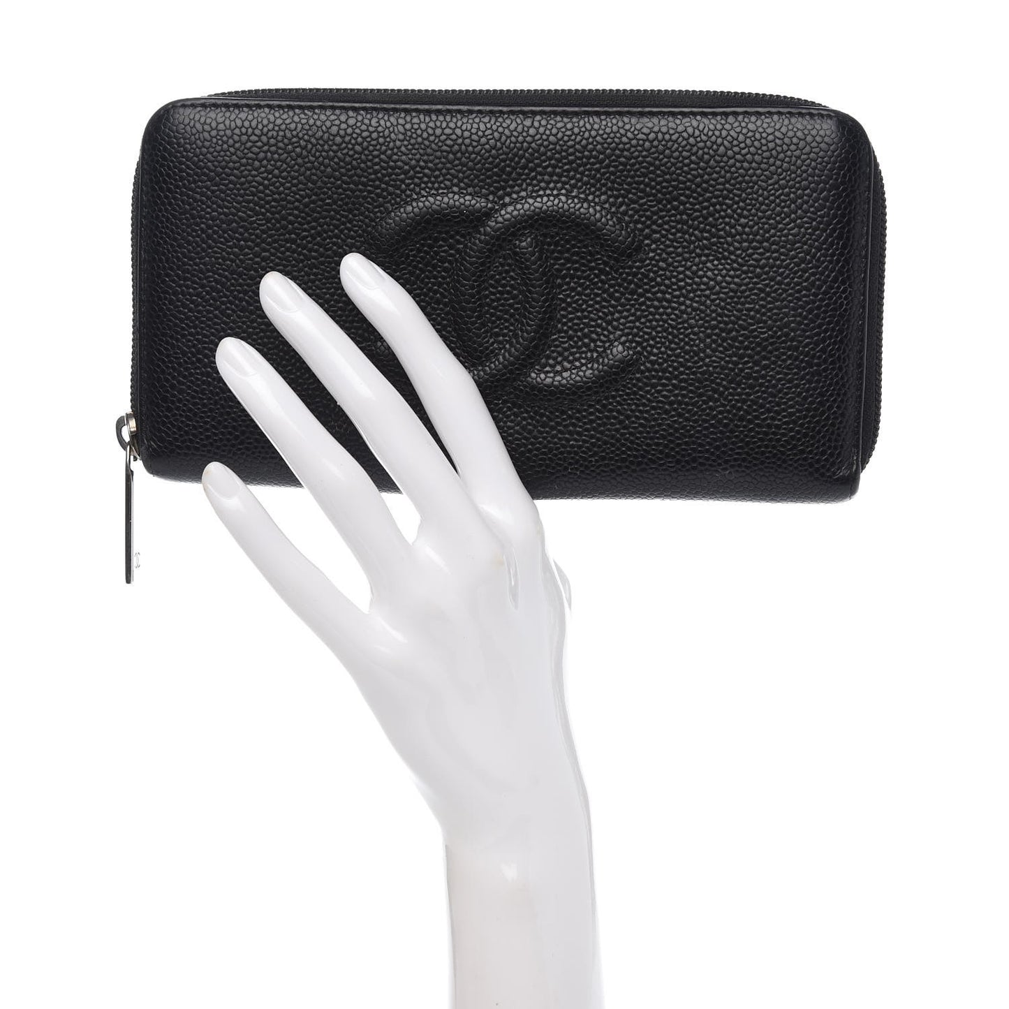 Caviar Large Timeless CC Zip Around Wallet Black