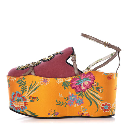 Gucci Velvet Silk Embellished Platform Detachable Slide 37 Tibet Red 1 of 18