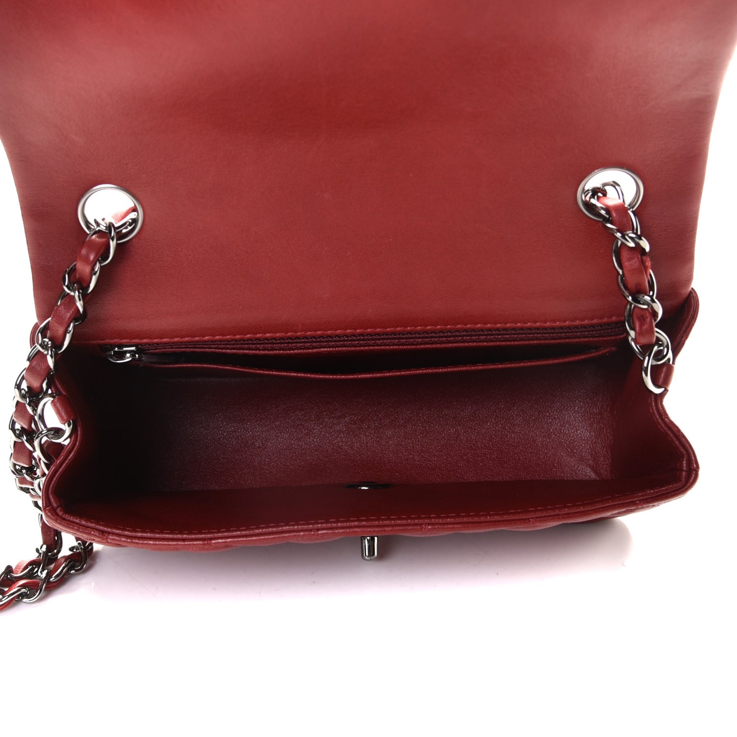 Lambskin Quilted Mini Rectangular Flap Red