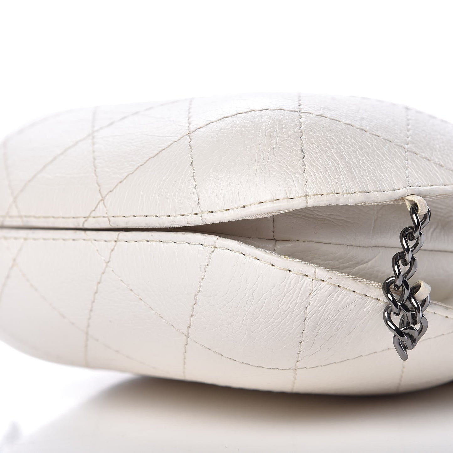 Aged Calfskin Quilted Small Gabrielle Bucket White