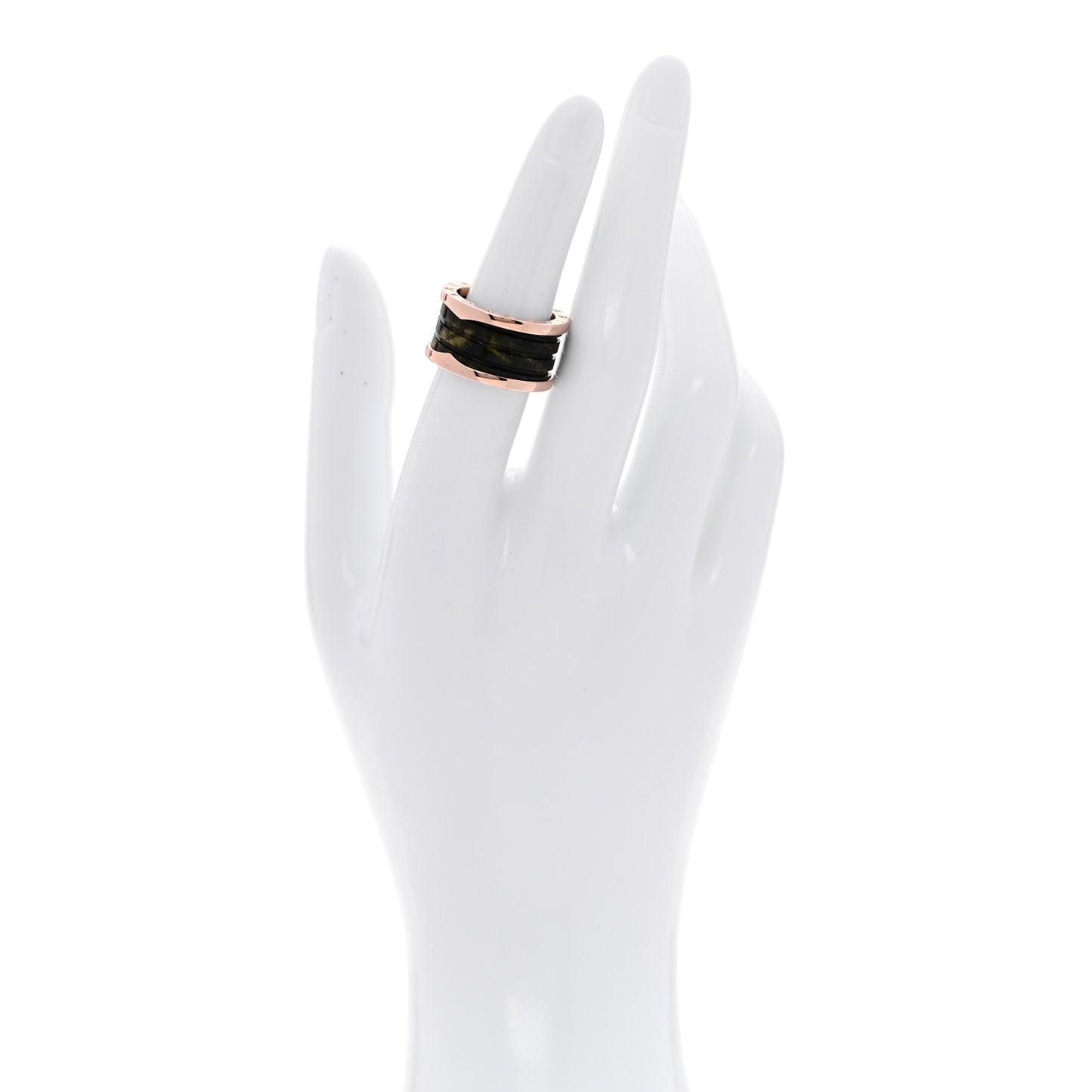 18K Rose Gold Green Marble B.Zero1 Four-Band Ring 53 6.5