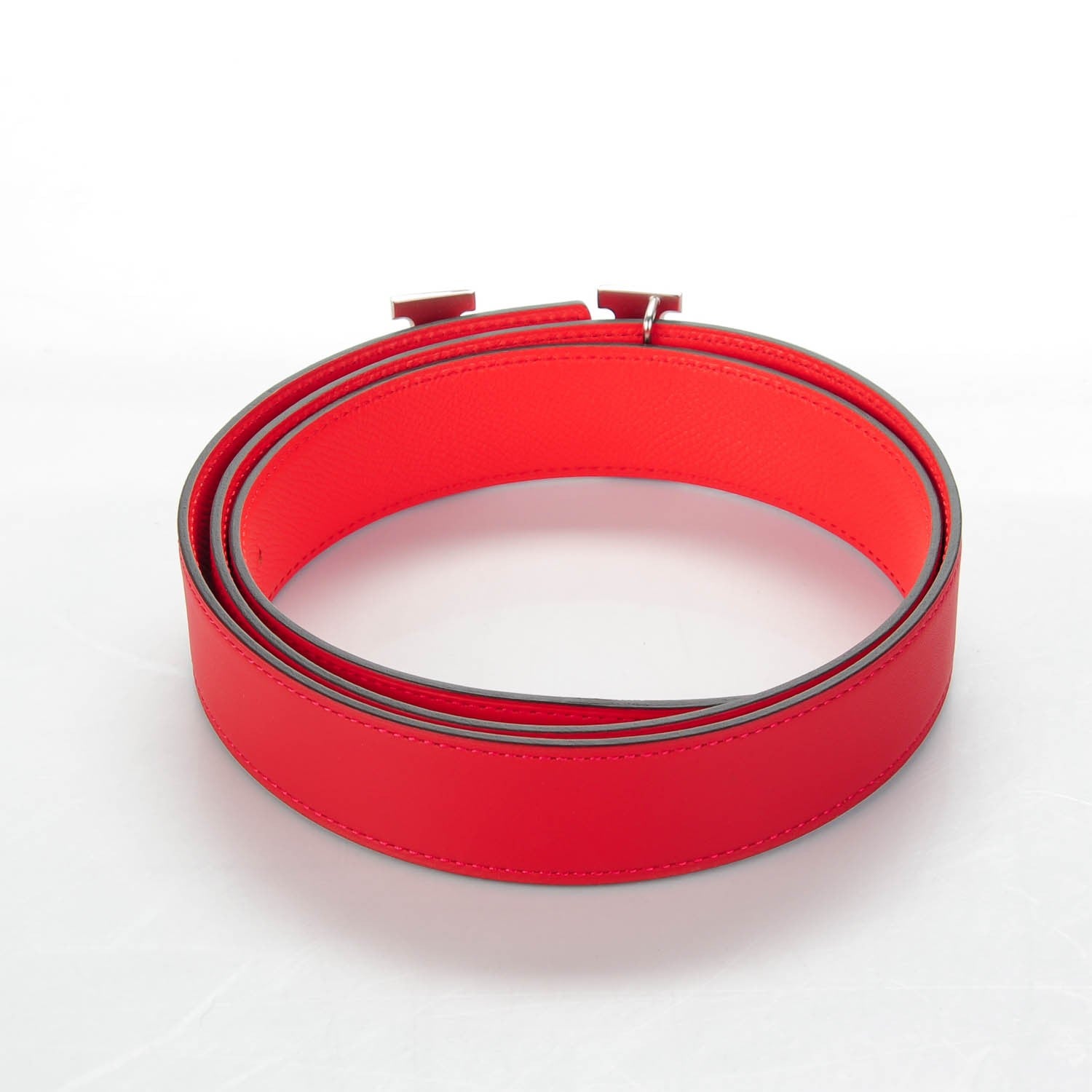 Hermes Swift Epsom 32mm H Belt 95 Vermillion Rose Jaipur 4 of 10