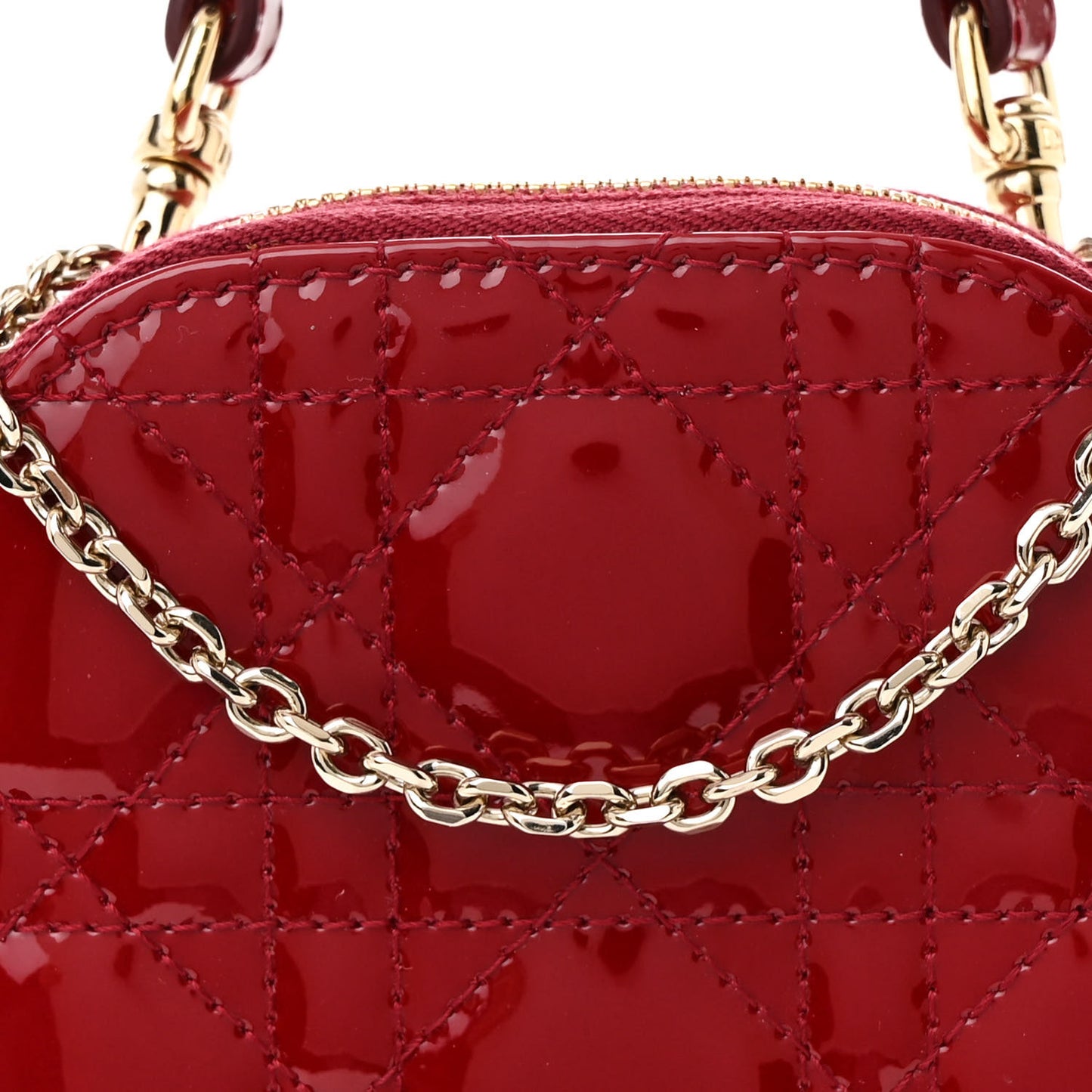 Patent Cannage Lady Dior Phone Holder Red