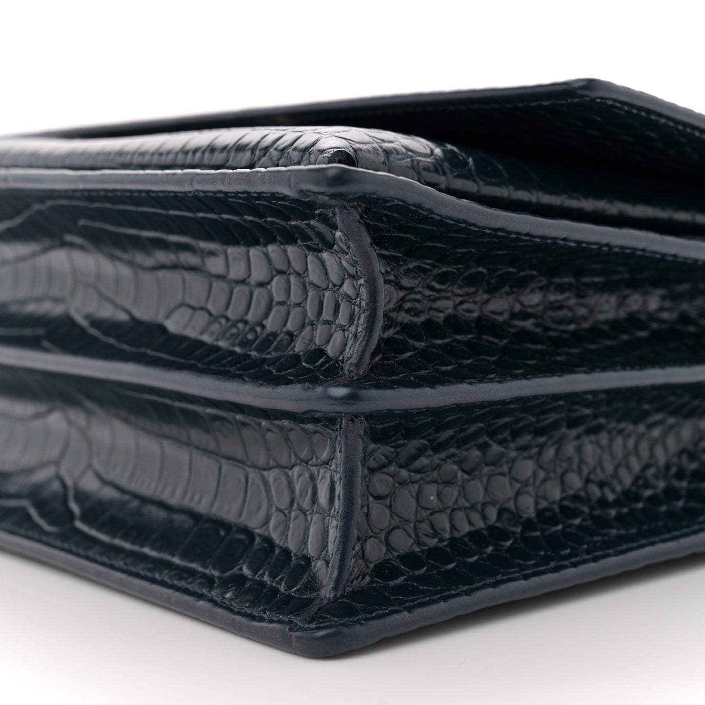 Calfskin Crocodile Embossed Medium Monogram Sunset Navy