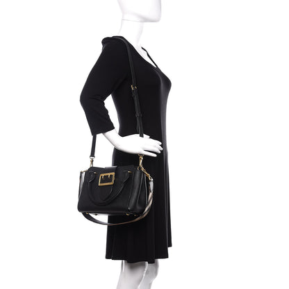Burberry Soft Grain Calfskin Small Buckle Tote Black 2 of 13