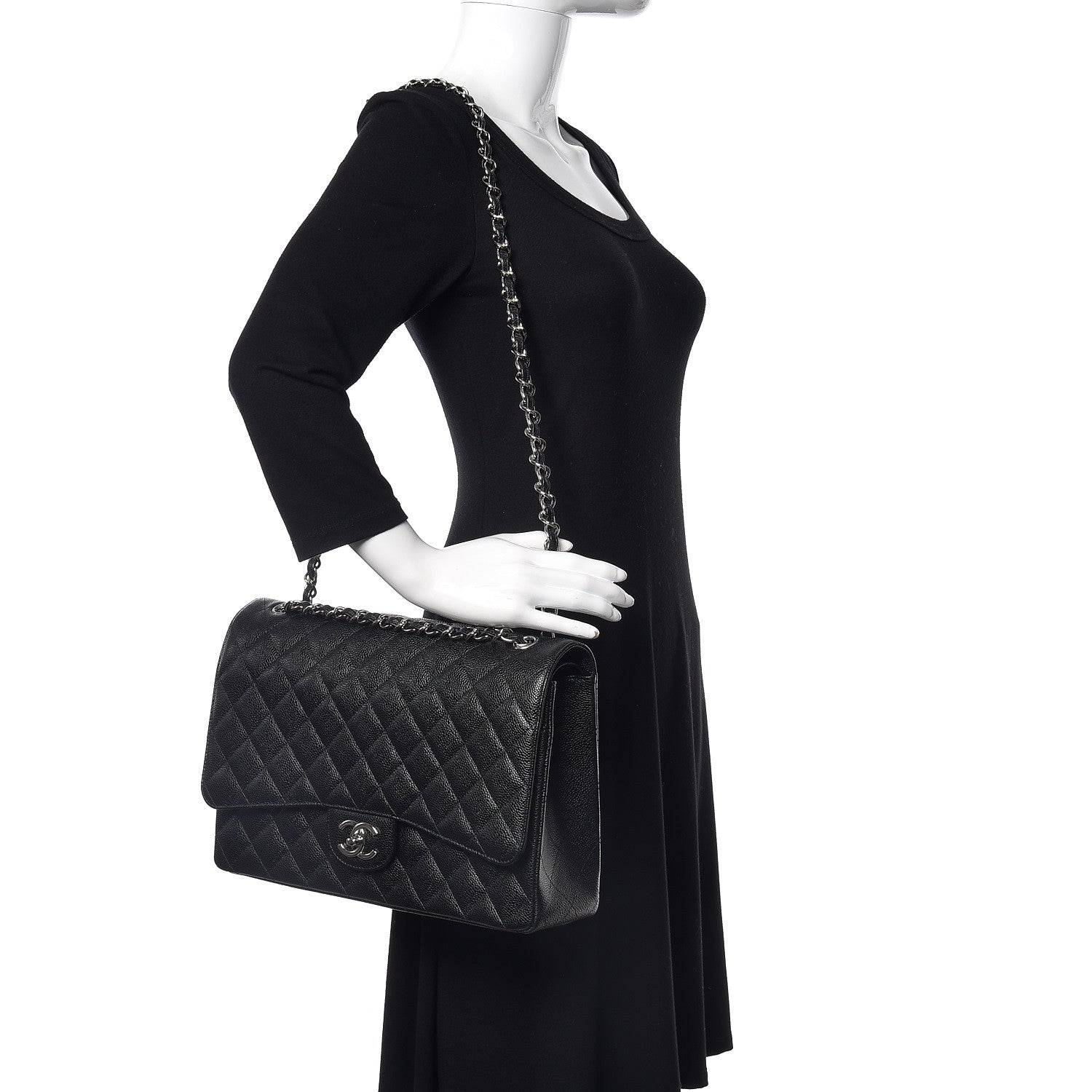 Chanel Caviar Quilted Maxi Double Flap Black 2 of 9