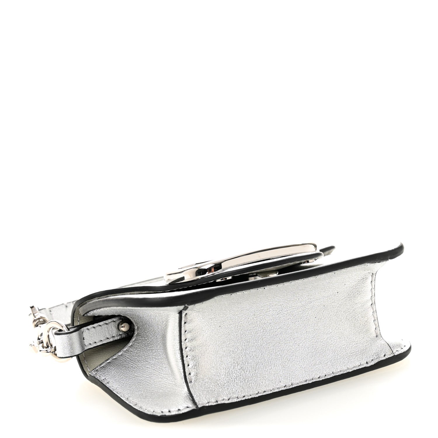 Valentino Garavani Laminated Calfskin Vlogo Micro Loco Shoulder Bag Silver 4 of 10