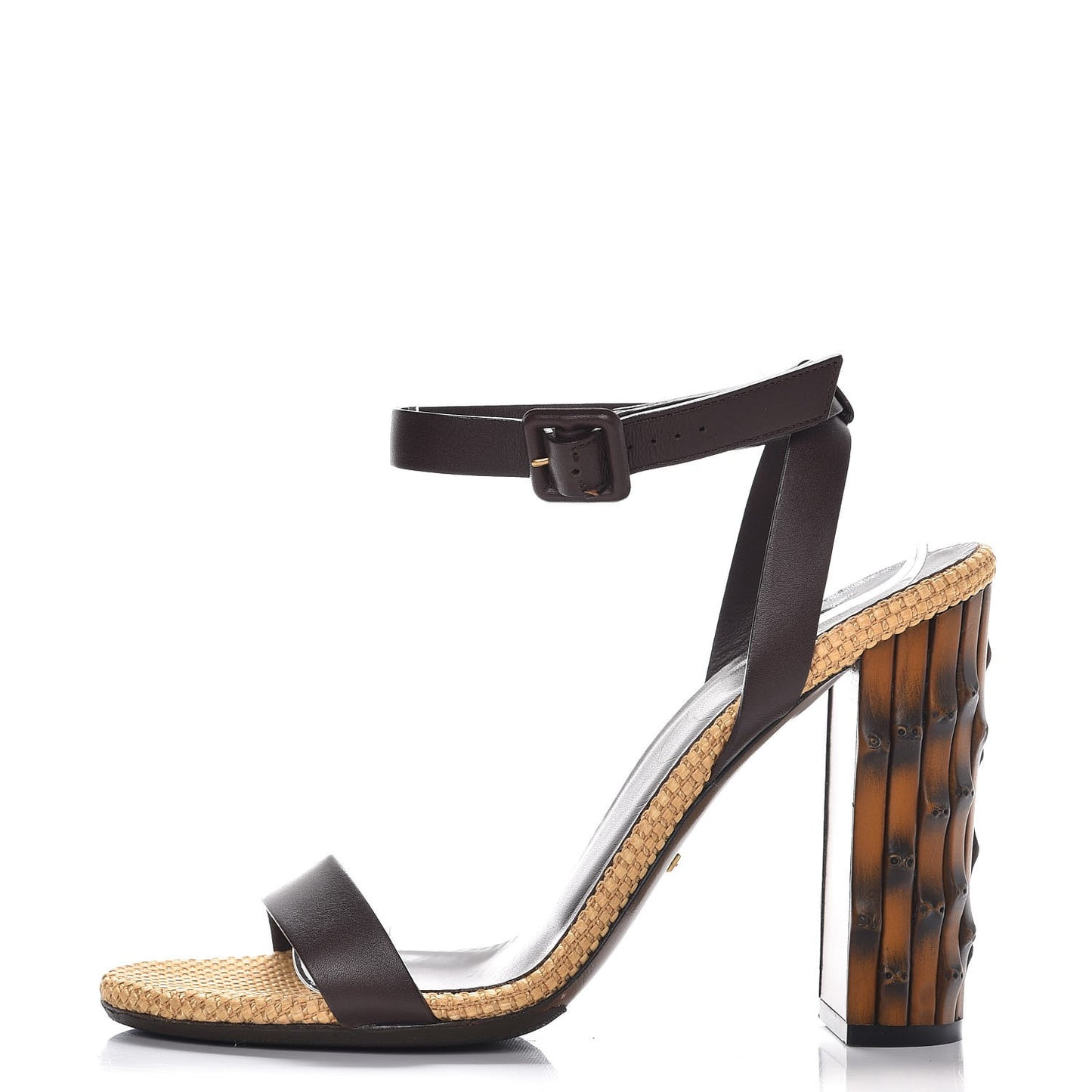 Calfskin Lifford Bamboo Sandals Heels 39 Cocoa