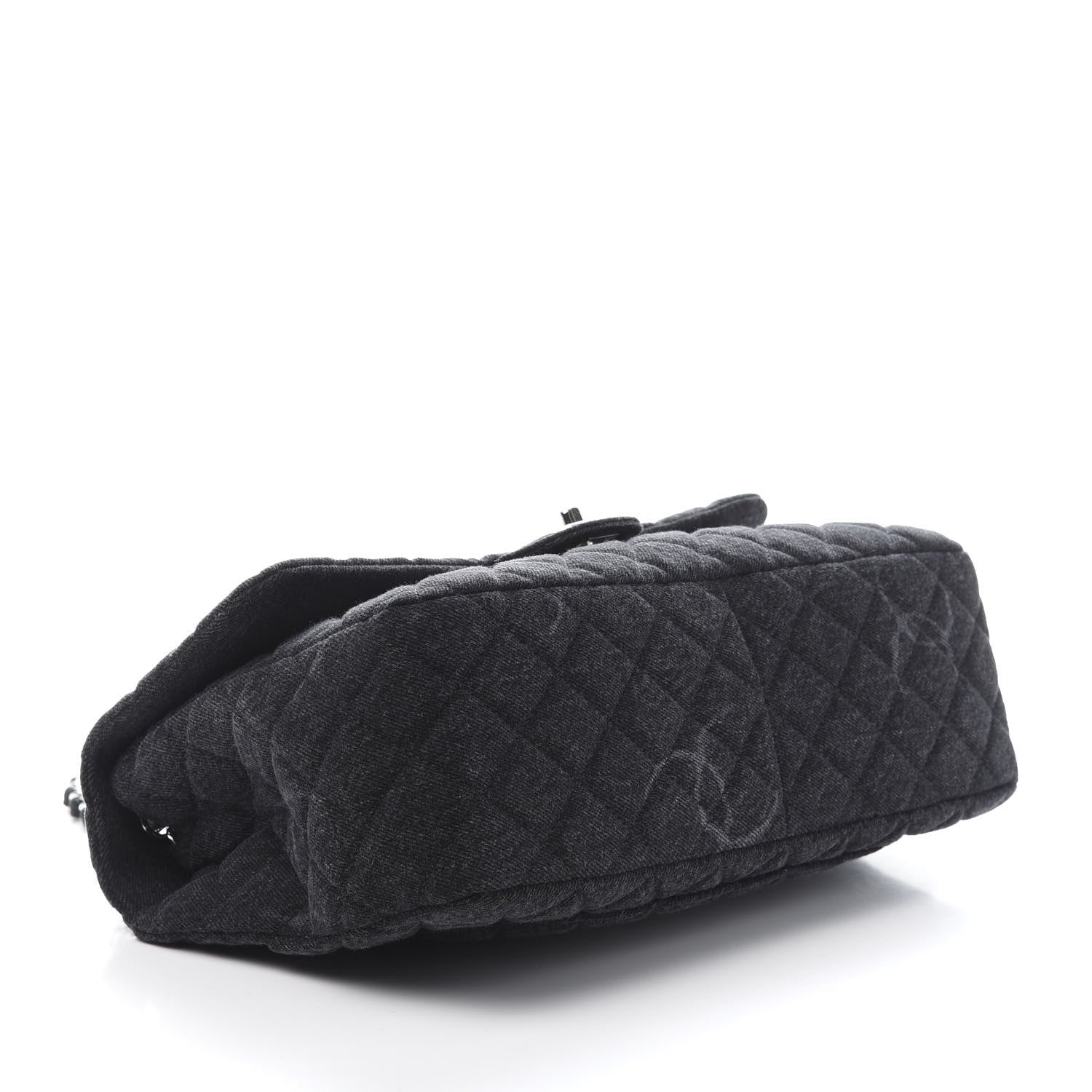 Chanel Denim Quilted CC Print Jumbo Single Flap Black 4 of 11