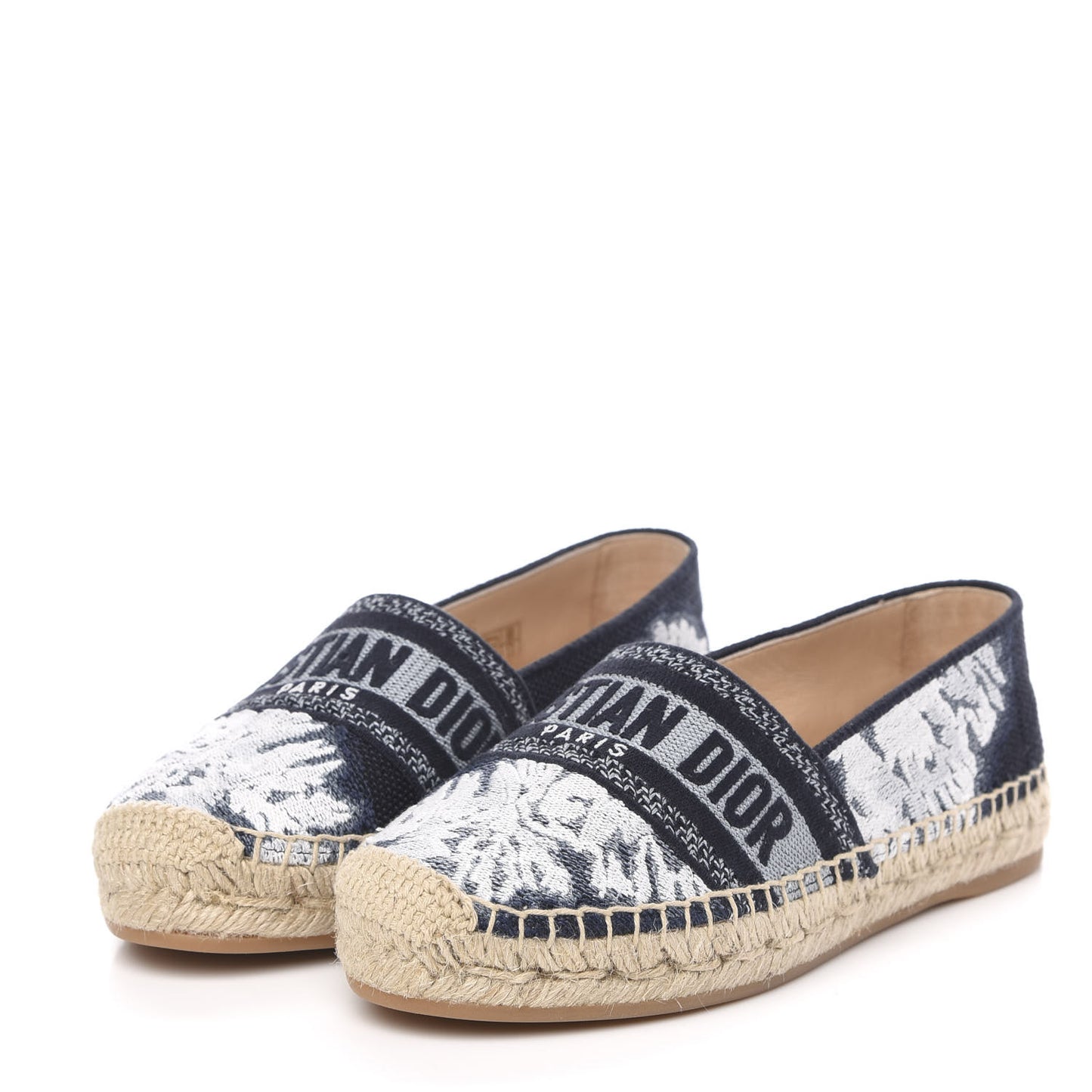 Canvas Tie and Dior Embroidered Granville 15mm Espadrilles 35 Denim