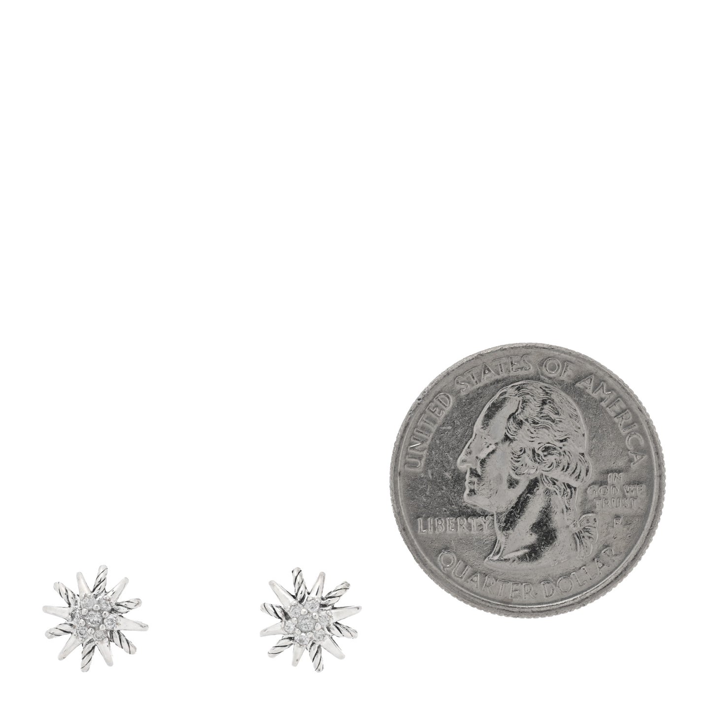 Sterling Silver Diamond 10mm Petite Starburst Earrings