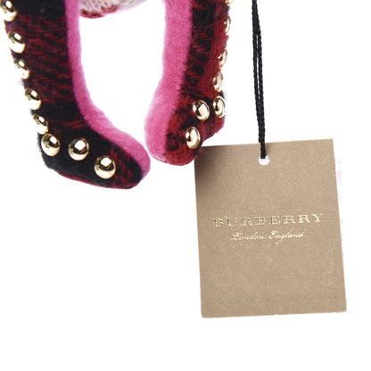 Burberry Calfskin Wool Cashmere Studded Sandra The Basset Hound Bag Charm Rose Pink 3 of 4