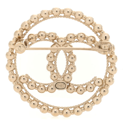 Chanel Metal Bead CC Round Brooch Gold 3 of 4
