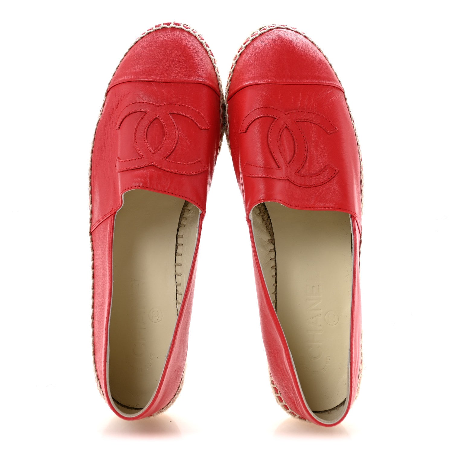 Chanel Lambskin CC Espadrilles 39 Red 2 of 9