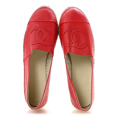 Chanel Lambskin CC Espadrilles 39 Red 2 of 9
