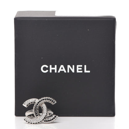 Chanel Crystal CC Ring 6.25 Silver Black 6 of 6