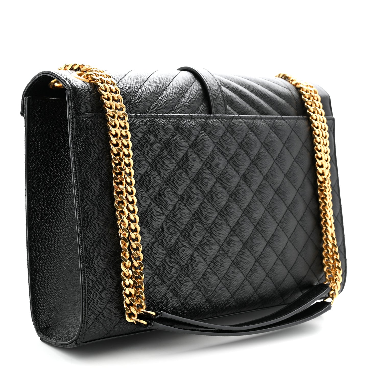 Grain De Poudre Textured Mixed Matelasse Large Triquilt Monogram Satchel Black