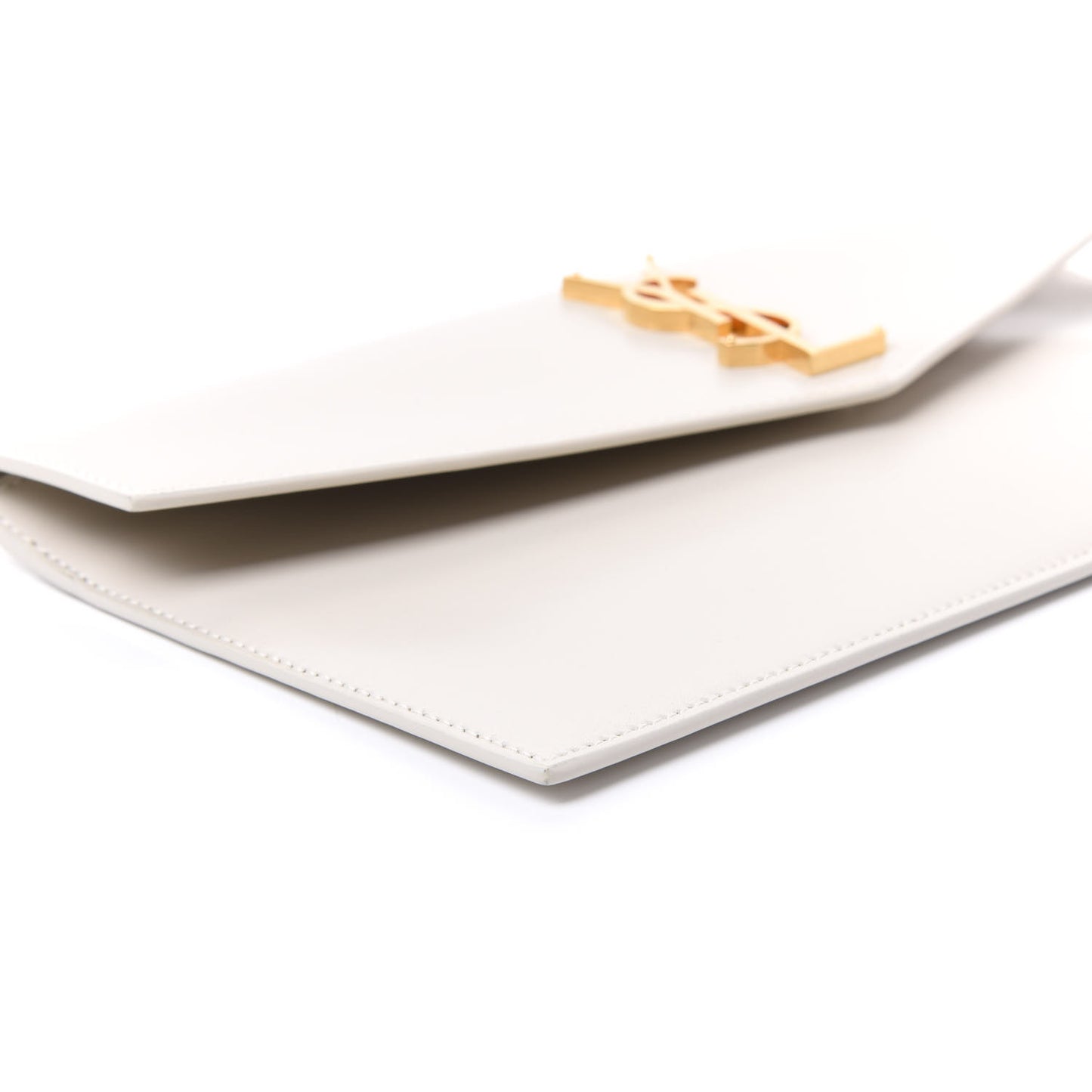 Smooth Shiny Calfskin Medium Uptown Removable Pouch White