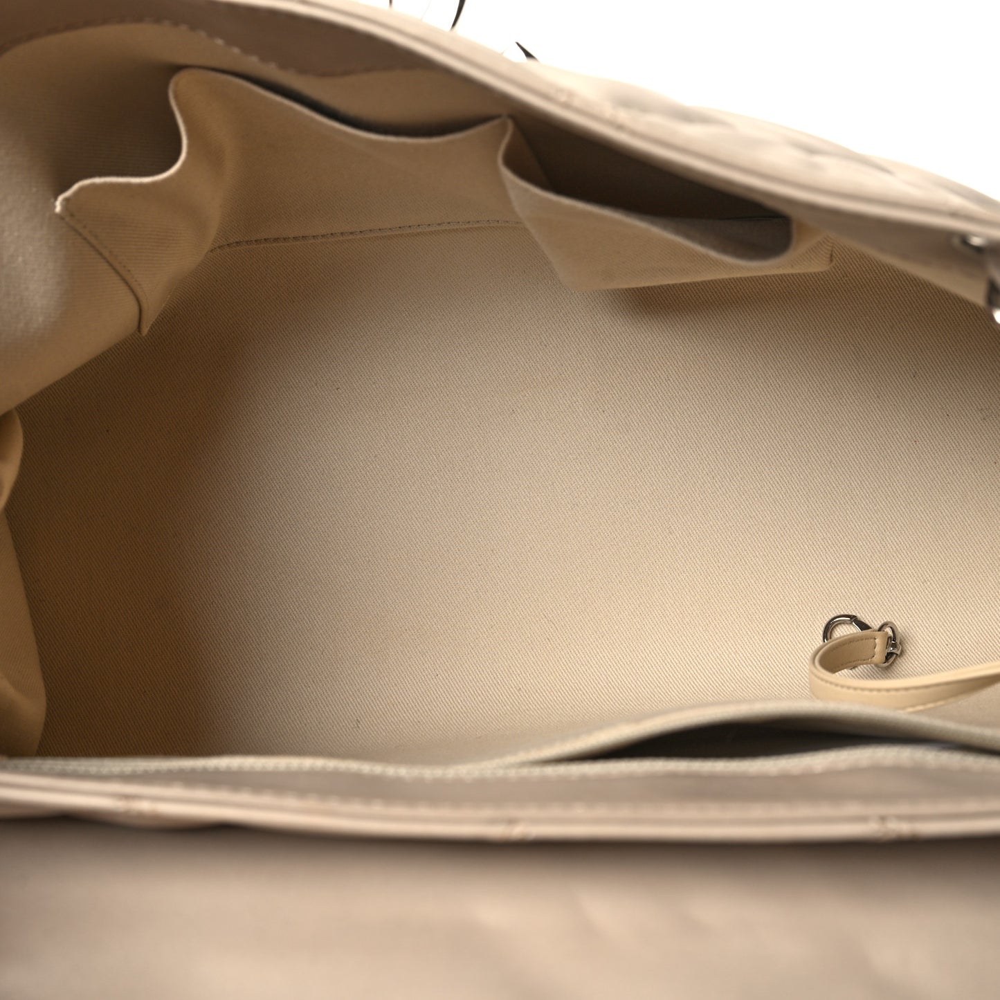 Calfskin Double Stitch Large Hamptons Flap Bag Beige