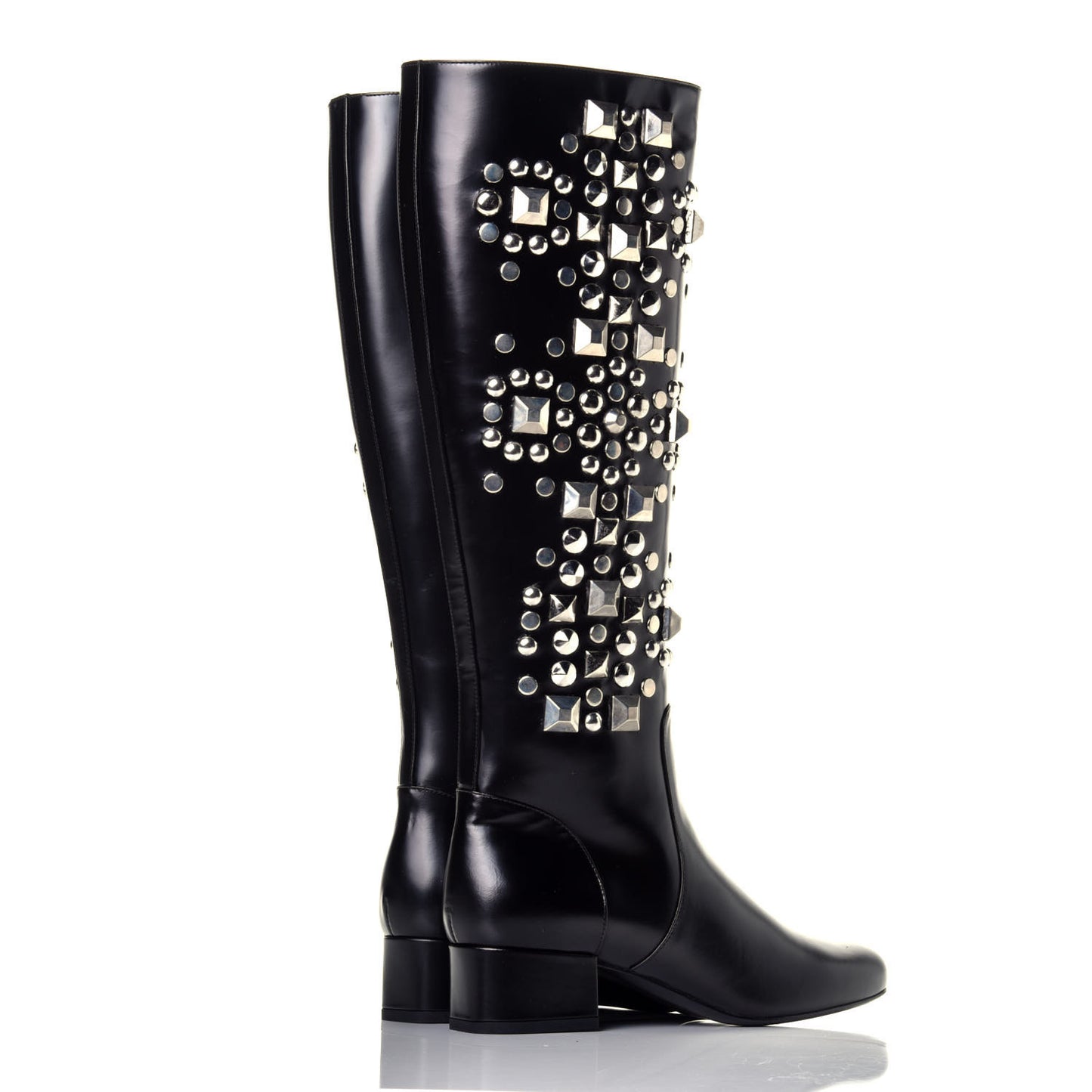 Ketta Studded Babies 40 Brod Knee High Boots 36.5 Black
