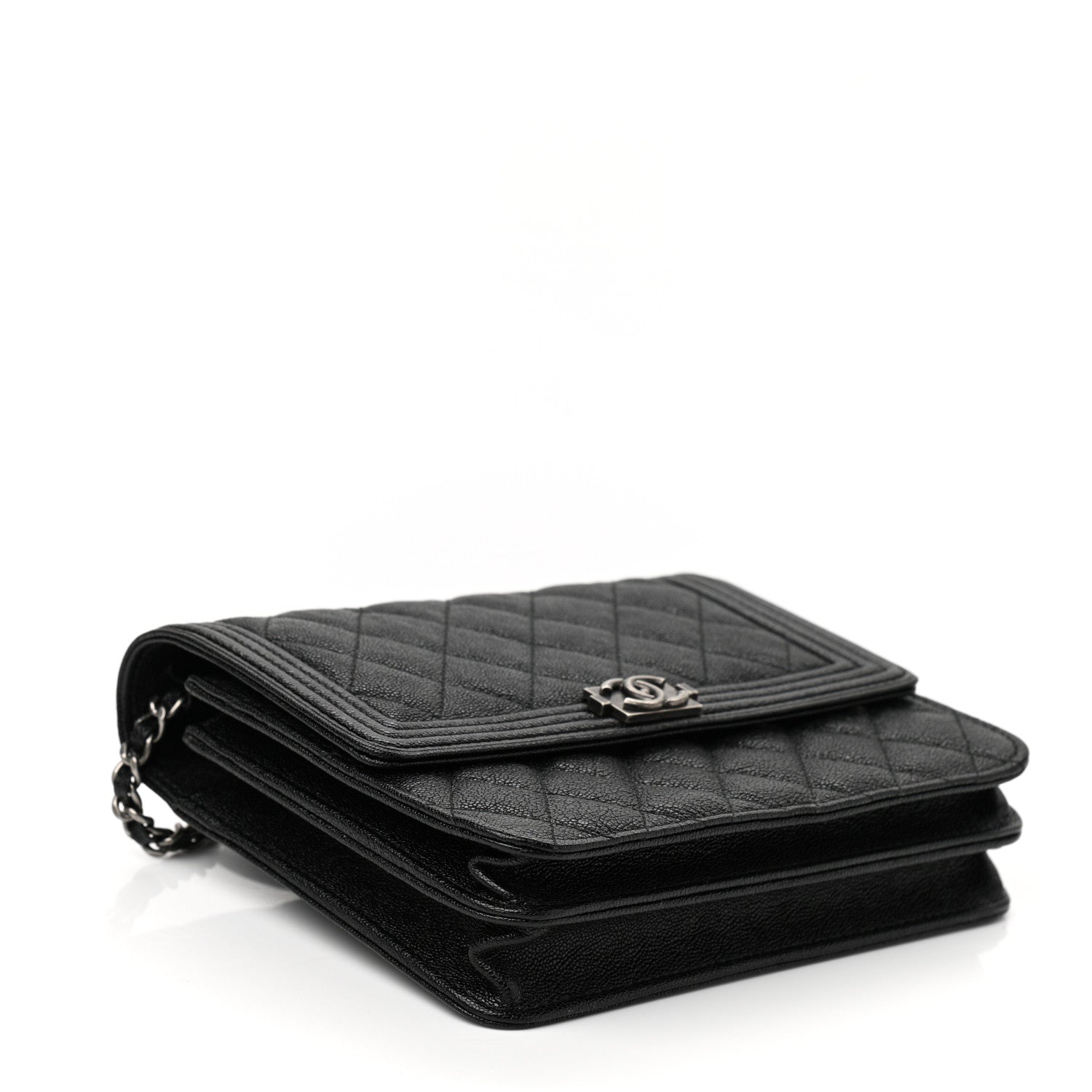 Chanel Caviar Quilted Boy Clutch With Chain Black 4 of 12