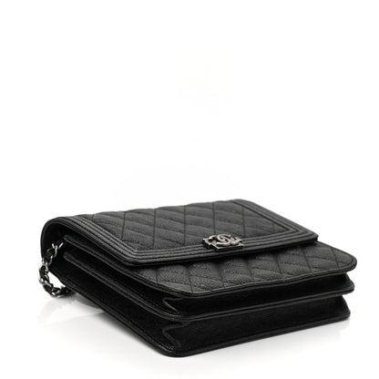 Chanel Caviar Quilted Boy Clutch With Chain Black 4 of 12