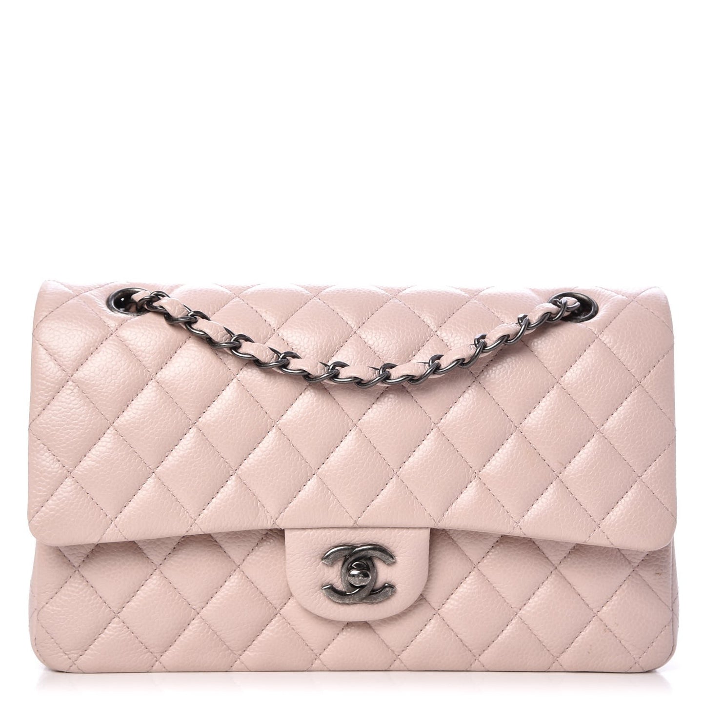 Caviar Quilted Medium Double Flap Pink