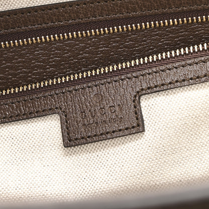 Gucci Monogram Jumbo GG Textured Dollar Calfskin Web Medium Ophidia Shopping Tote Camel Ebony 6 of 9