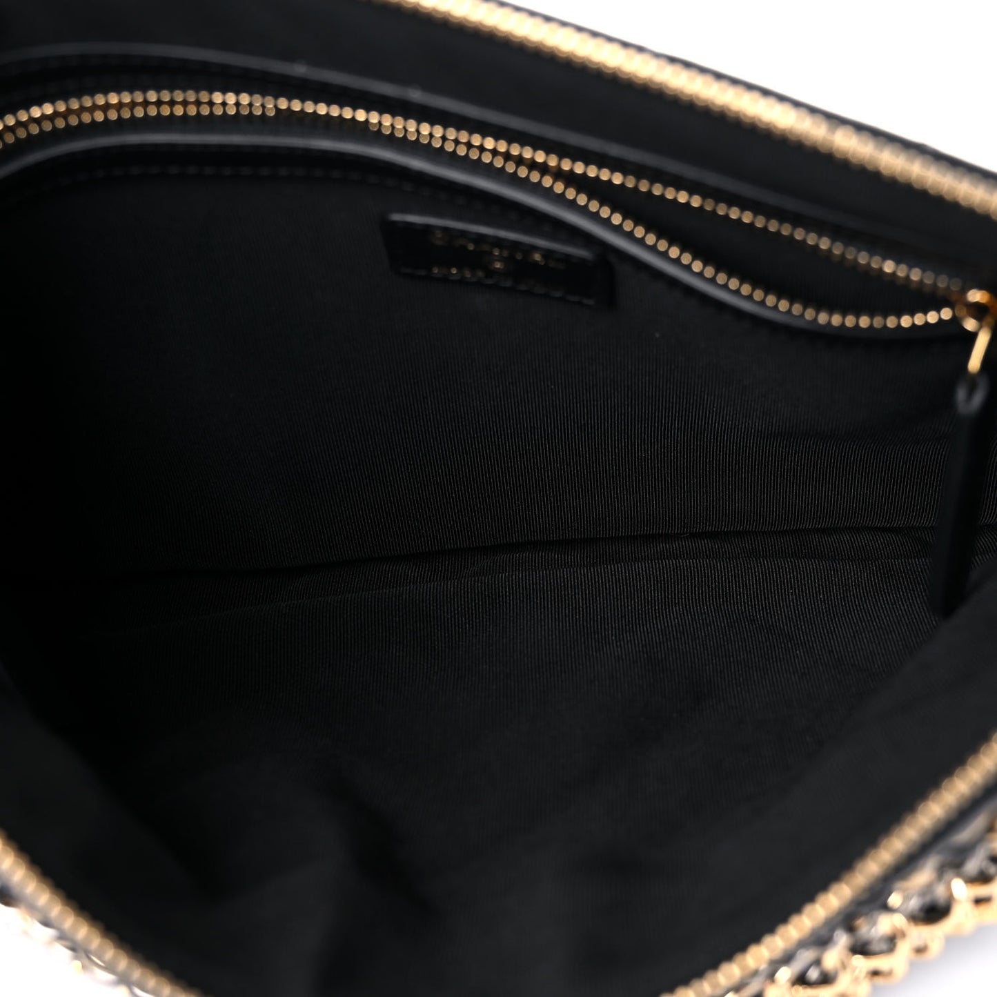 Lambskin Quilted Egyptian Amulet Zipped Pouch Black