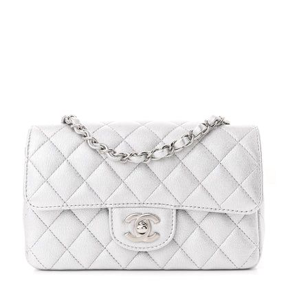 Chanel Metallic Calfskin Quilted Mini Rectangular Flap Silver 1 of 11