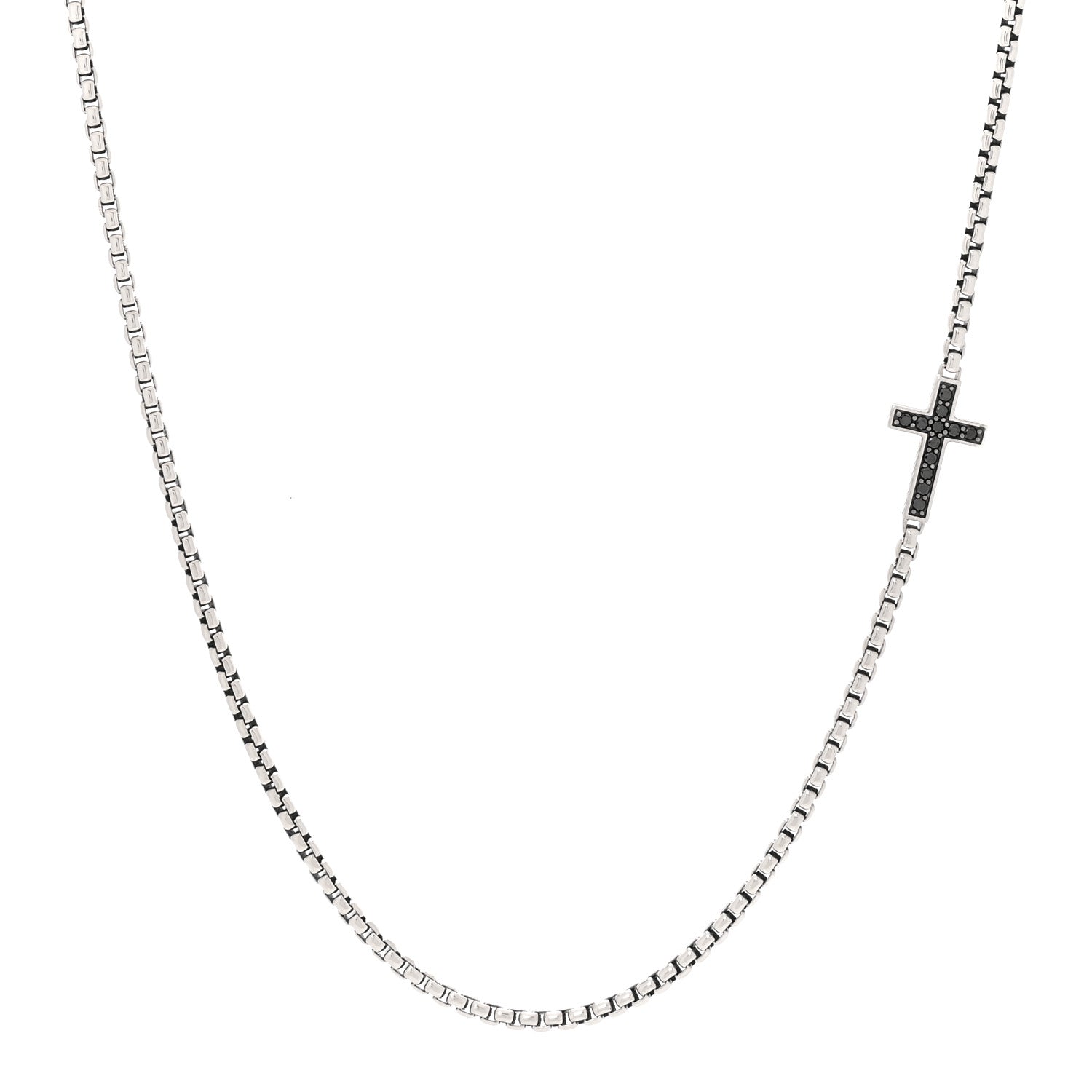 David Yurman Sterling Silver Black Diamond Streamline Cross Station Necklace 26" 1 of 4