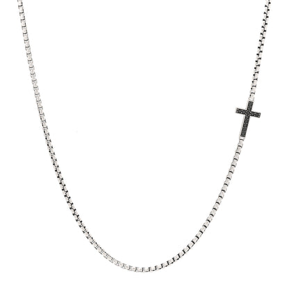 David Yurman Sterling Silver Black Diamond Streamline Cross Station Necklace 26" 1 of 4