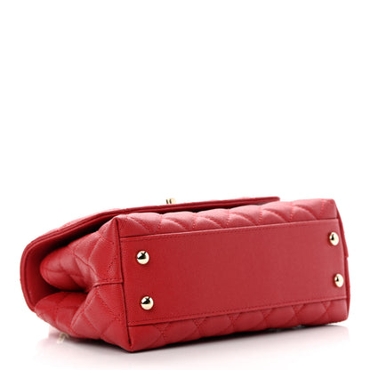 Chanel Caviar Lizard Embossed Quilted Mini Coco Handle Flap Red 4 of 11