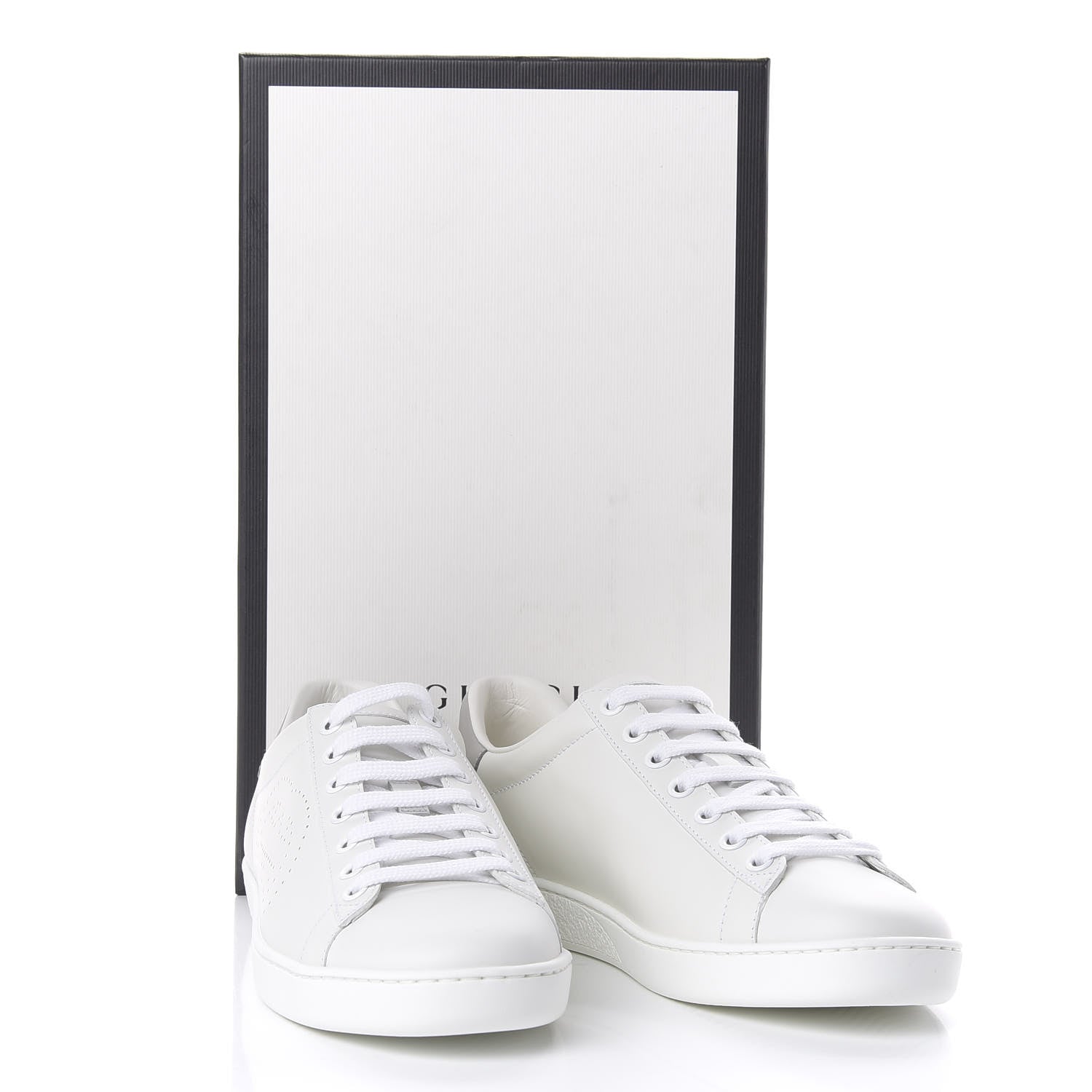 Gucci Calfskin Interlocking G Perforated Womens Ace Sneakers 36.5 White Grey Sky 10 of 10
