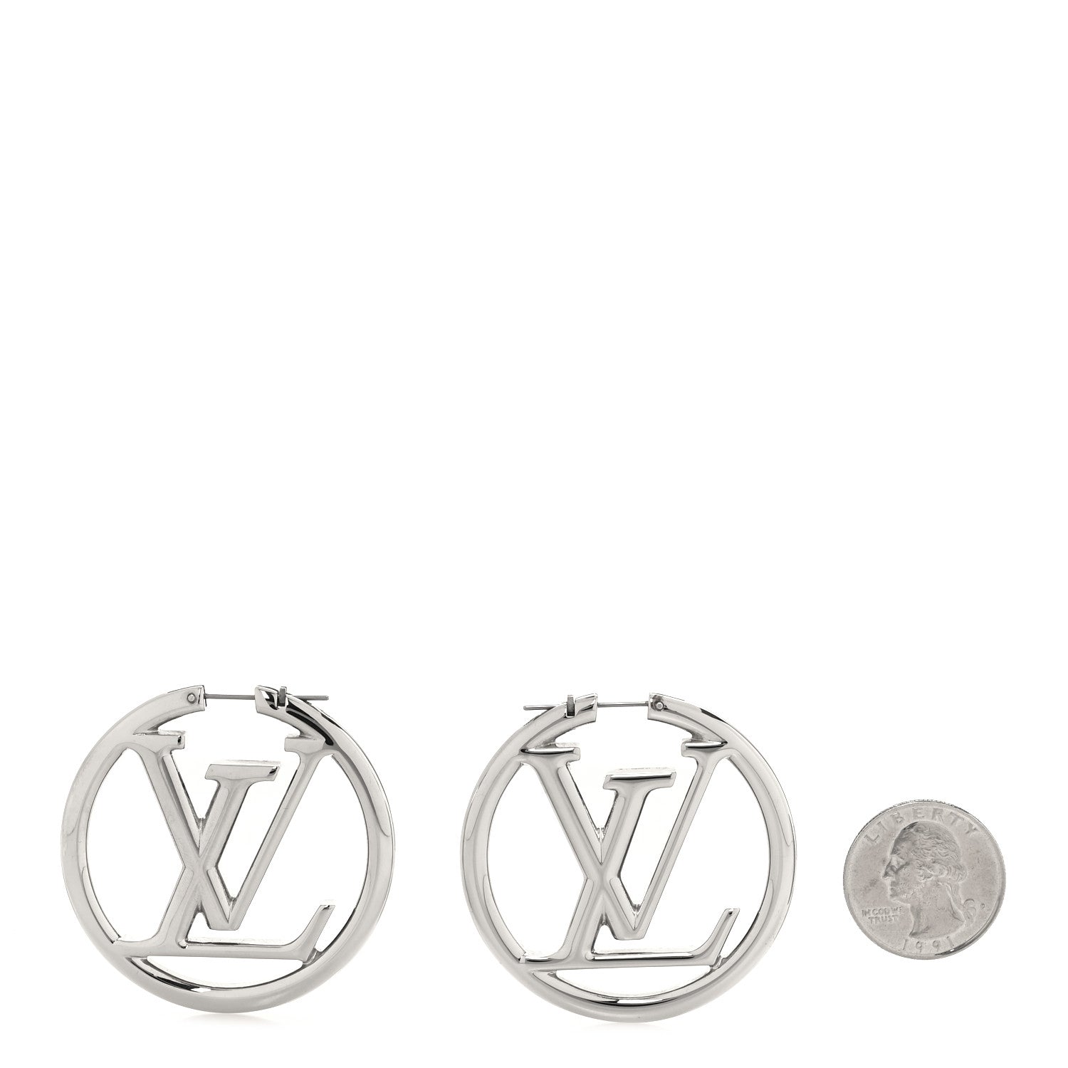 Louis Vuitton Palladium Louise Hoop Earrings Silver 2 of 4