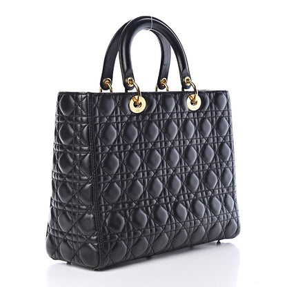 Christian Dior Lambskin Cannage Large Lady Dior Black 3 of 12