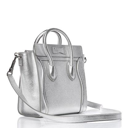 Celine Laminated Lambskin Nano Luggage Silver 4 of 11