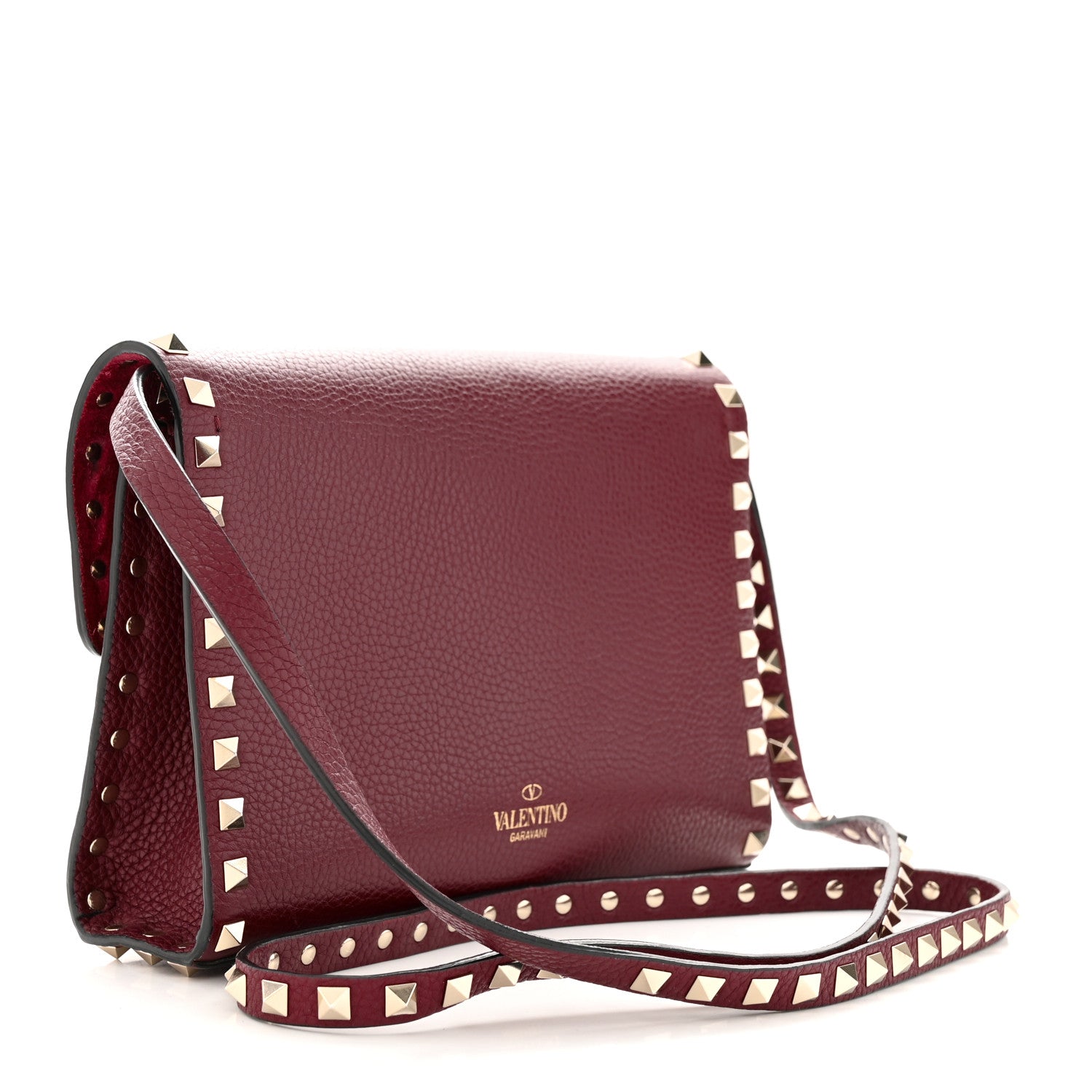 Valentino Garavani Pebbled Calfskin Medium Rockstud Flip Lock Crossbody Bag Rubin 3 of 10