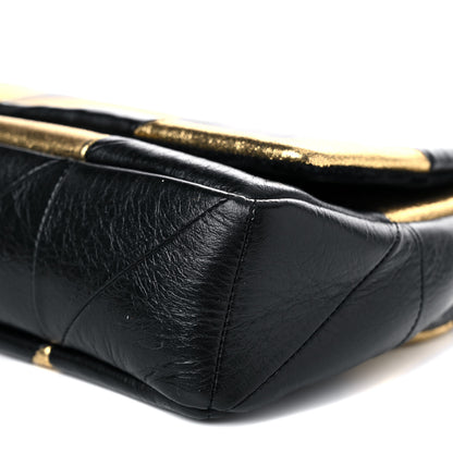 Saint Laurent Metallic Lambskin Calfskin Patchwork Monogram Medium Jamie Black Gold 9 of 10